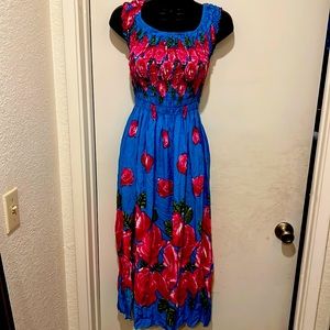 🔥PERFECT BOHO EXCLUSIVE BOUTIQUE BLUE FLORAL DRESS